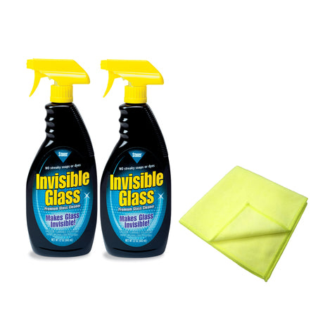 Invisible Glass Set of 2 with 2 Microfibre Cloths 